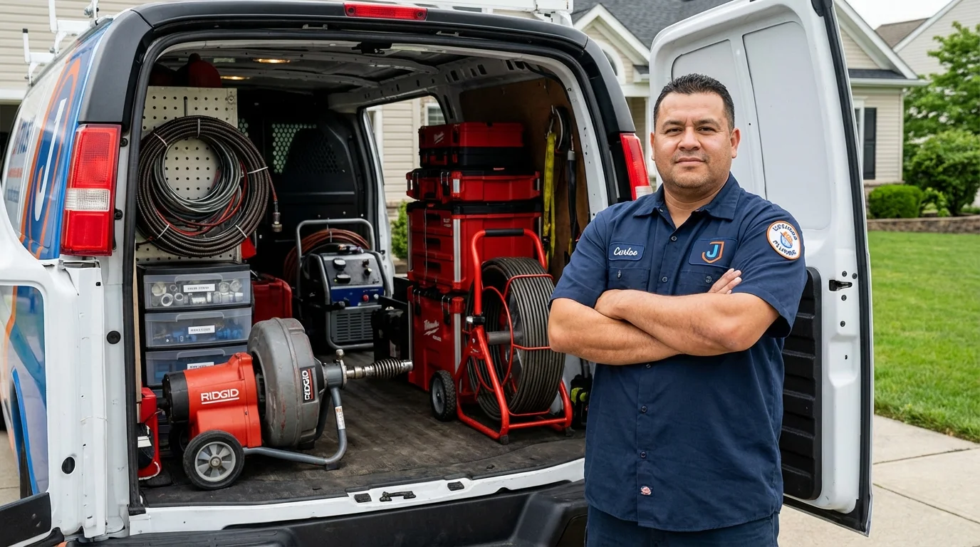 Professional drain cleaning equipment and Johns Plumbing LLC plumber in Columbia
